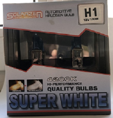 Комплект автоламп H1 12v 100w Super White 4200K премиум качество