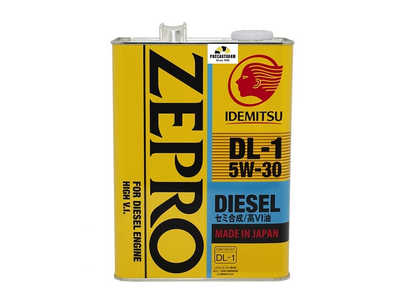 Масло моторное Idemitsu  ZEPRO DIESEL DL-1 5W30 -  4 литра (c сажевым фильтром DPF)